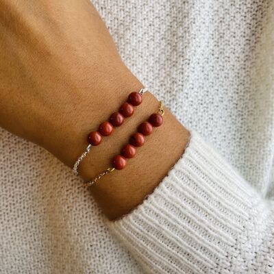 Pulsera Pentaperle Jaspe Rojo