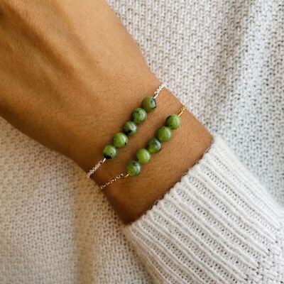 Pentaperle-Armband aus grüner Jade