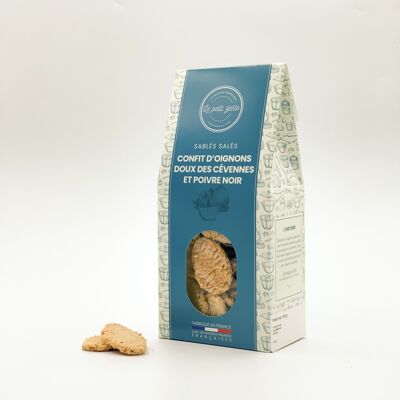 Biscuits apéritifs - Sablés salés - Confit d'oignons doux des Cévennes A.O.P et poivre noir
