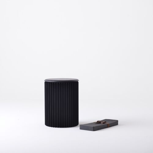 Foldable Circular Paper Table - Black - 50cm ⌀ x 70cm H