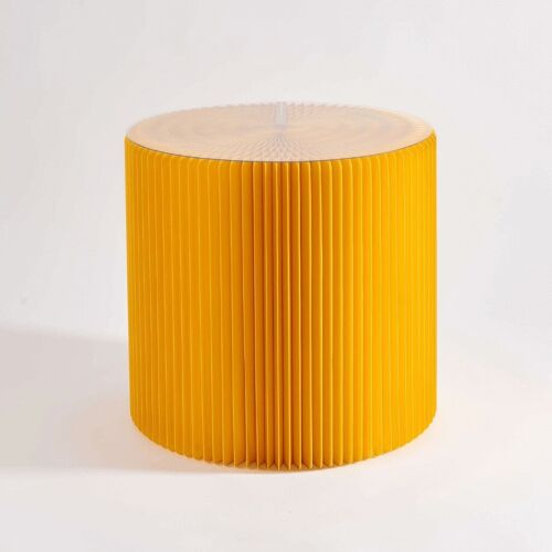 Foldable Circular Paper Table - Yellow - 50cm ⌀ x 50cm H