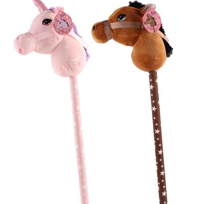 Cheval de loisir en peluche 68 cm avec son, 2 assortis