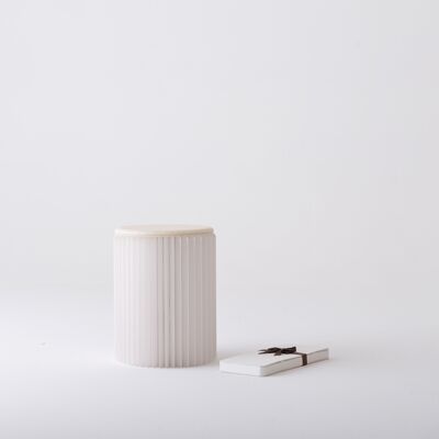 Foldable Circular Paper Table - White - 50cm ⌀ x 70cm H
