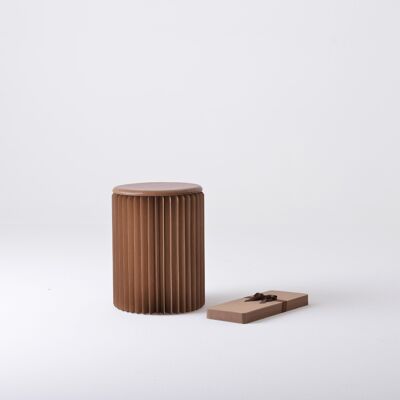 Foldable Circular Paper Table - Brown - 50cm ⌀ x 50cm H