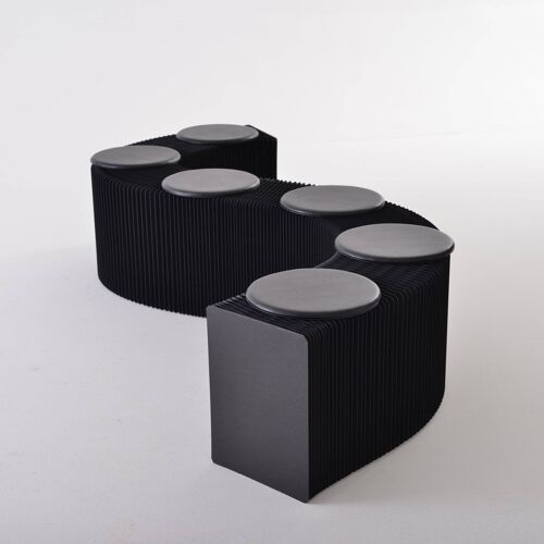 Foldable Paper Bench - Black - 150cm L x 38cm D