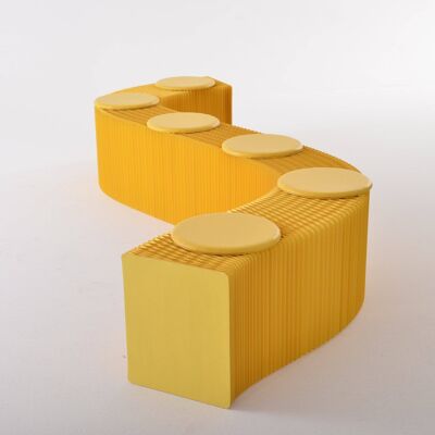 Foldable Paper Bench - Yellow - 150cm L x 38cm D