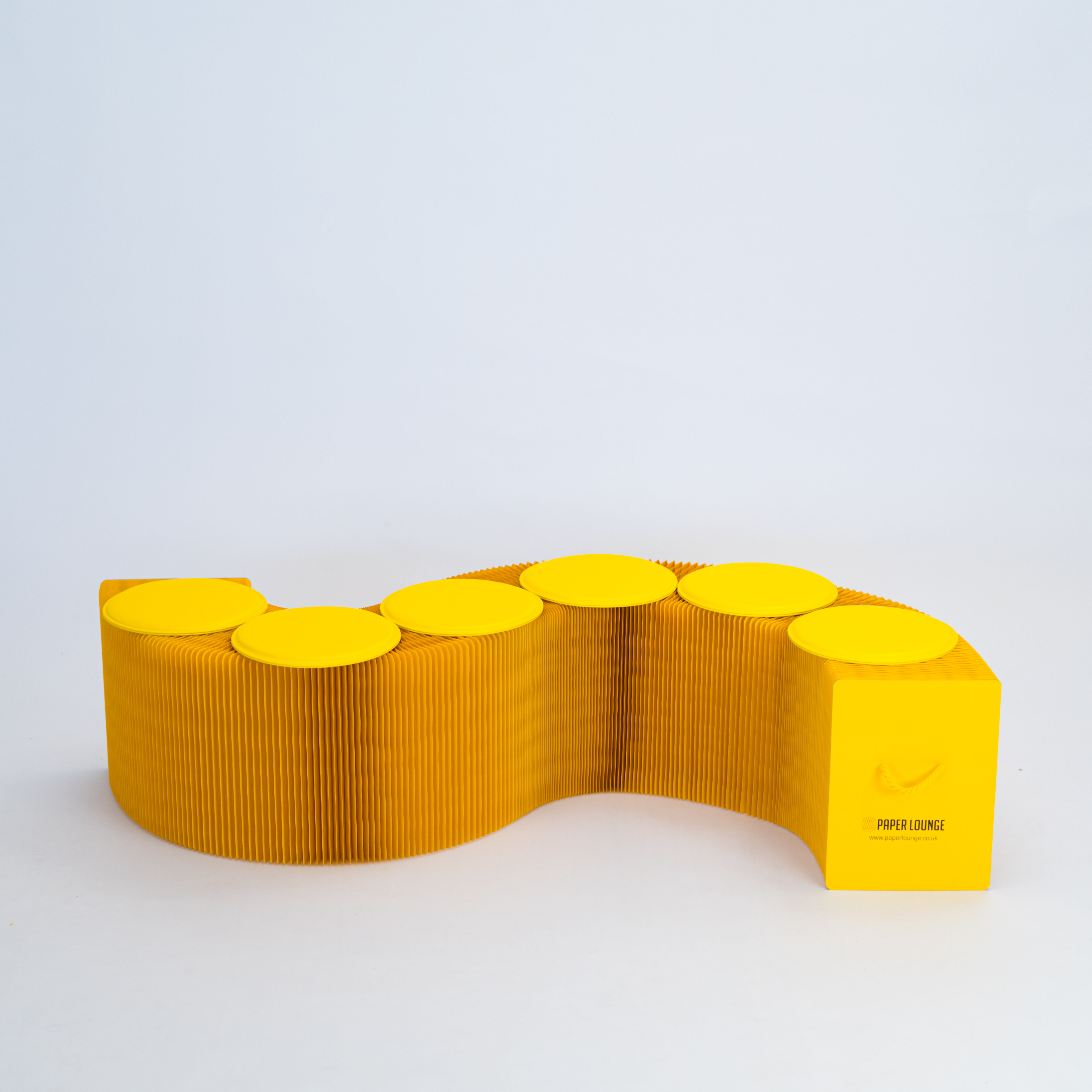 Foldable Paper Bench - Yellow - 150cm L x 38cm D