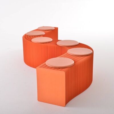 Foldable Paper Bench - Orange - 150cm L x 38cm D
