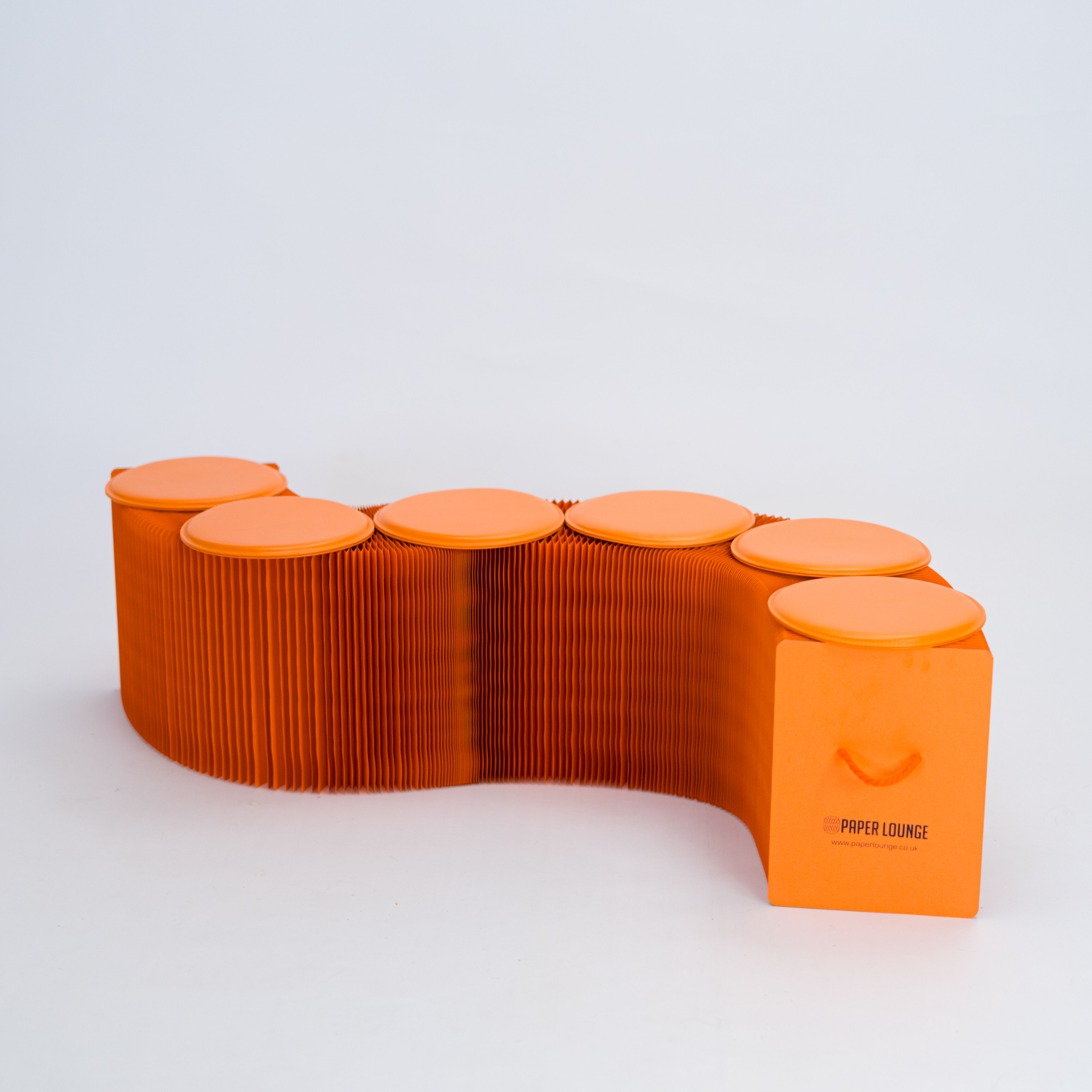 Foldable Paper Bench - Orange - 300cm L x 38cm D