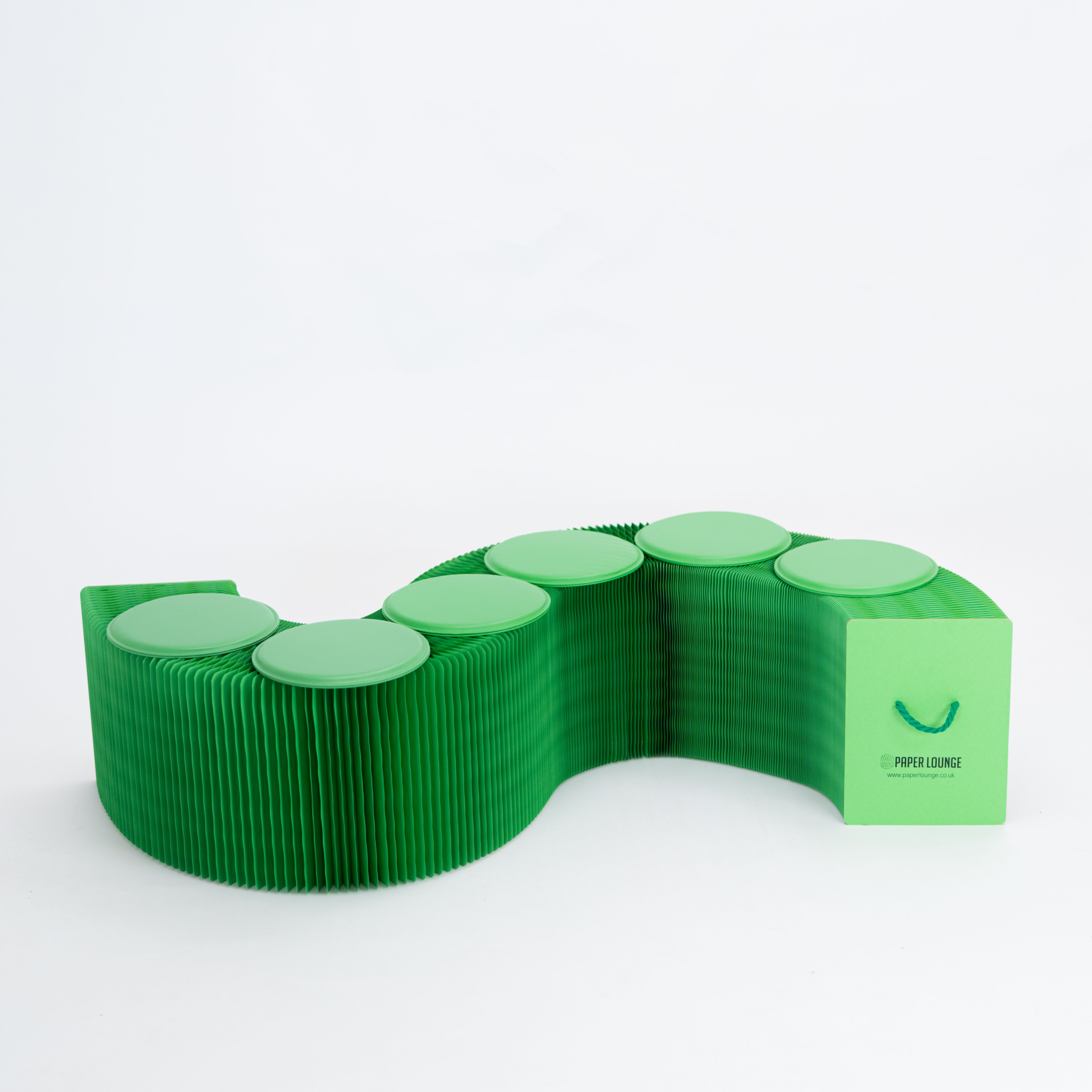 Foldable Paper Bench - Green - 150cm L x 38cm D