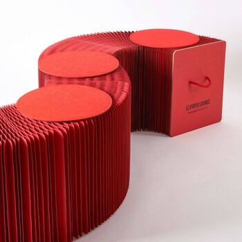 Banc en Papier Pliable - Rouge - 150cm L x 38cm P 1