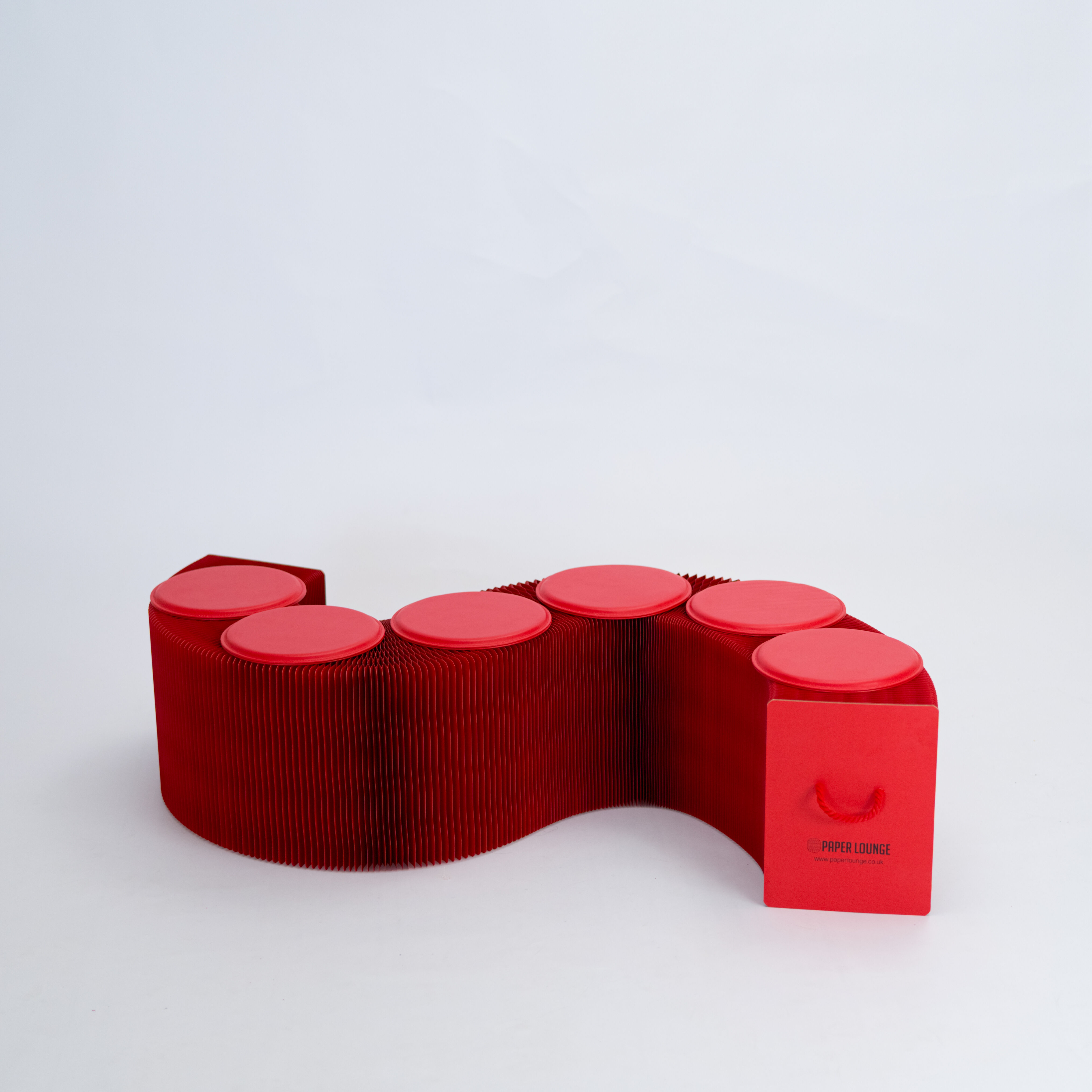 Foldable Paper Bench - Red - 300cm L x 38cm D