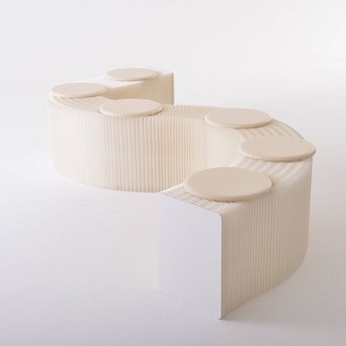 Foldable Paper Bench - White - 150cm L x 38cm D