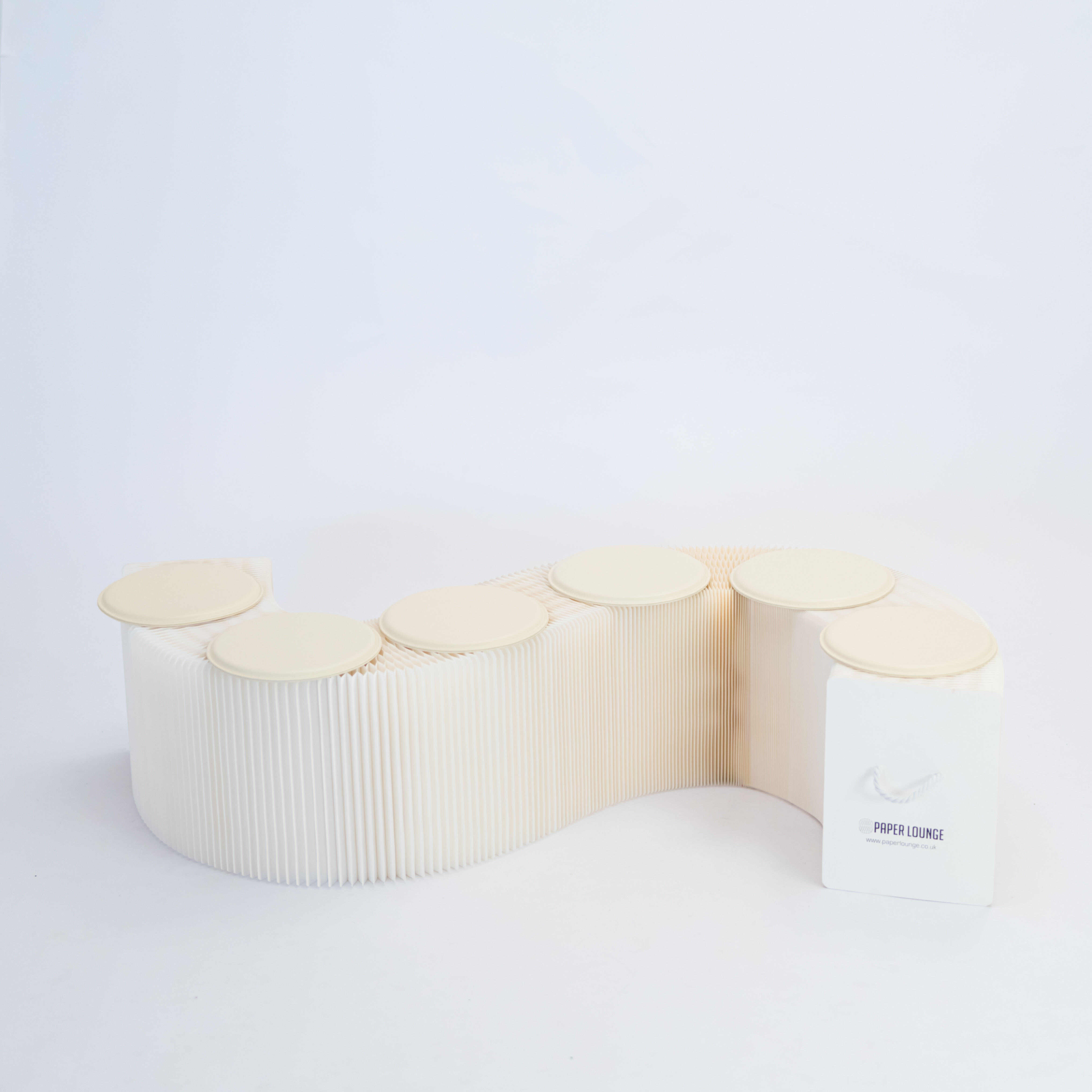Foldable Paper Bench - White - 300cm L x 38cm D