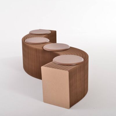 Foldable Paper Bench - Brown - 150cm L x 38cm D