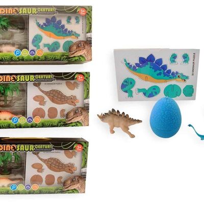 Dino Puzzle Set 3-fach sortiert, W/B