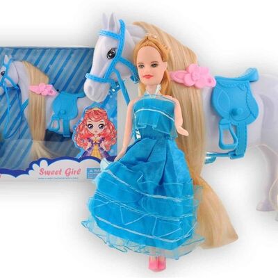 Horse 18 cm with doll 15 cm, W/W