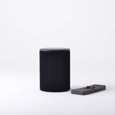 Taburete de papel Concertina - Negro - 30⌀ x 28cm H