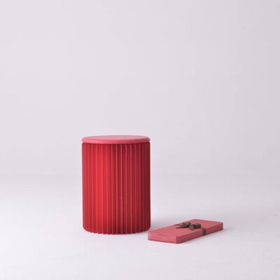 Tabouret en Papier Concertina - Rouge - 30⌀ x 38cm H