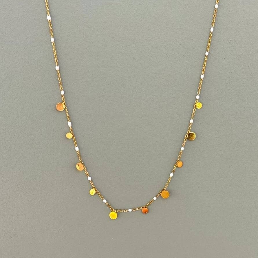 Collana in smalto bianco a pois