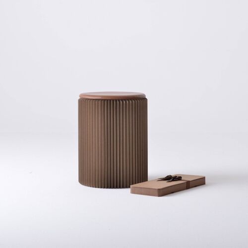 Concertina Paper Stool - Brown - 30⌀ x 38cm H