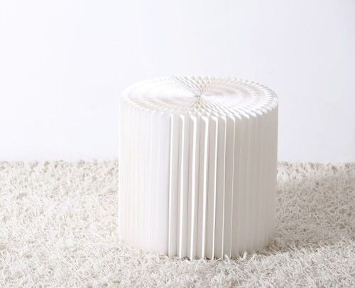 Concertina Paper Stool - White - 30⌀ x 28cm H