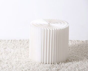 Tabouret Concertina en Papier - Blanc - 30⌀ x 28cm H 1