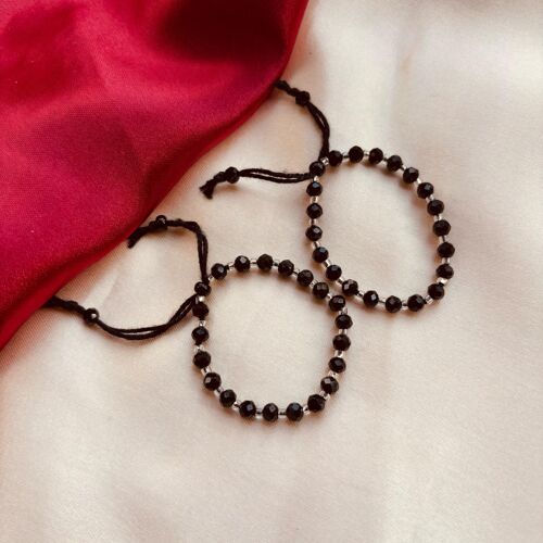 Adjustable Silver Black Beads Nazaria Bracelet For Kids and New Borns