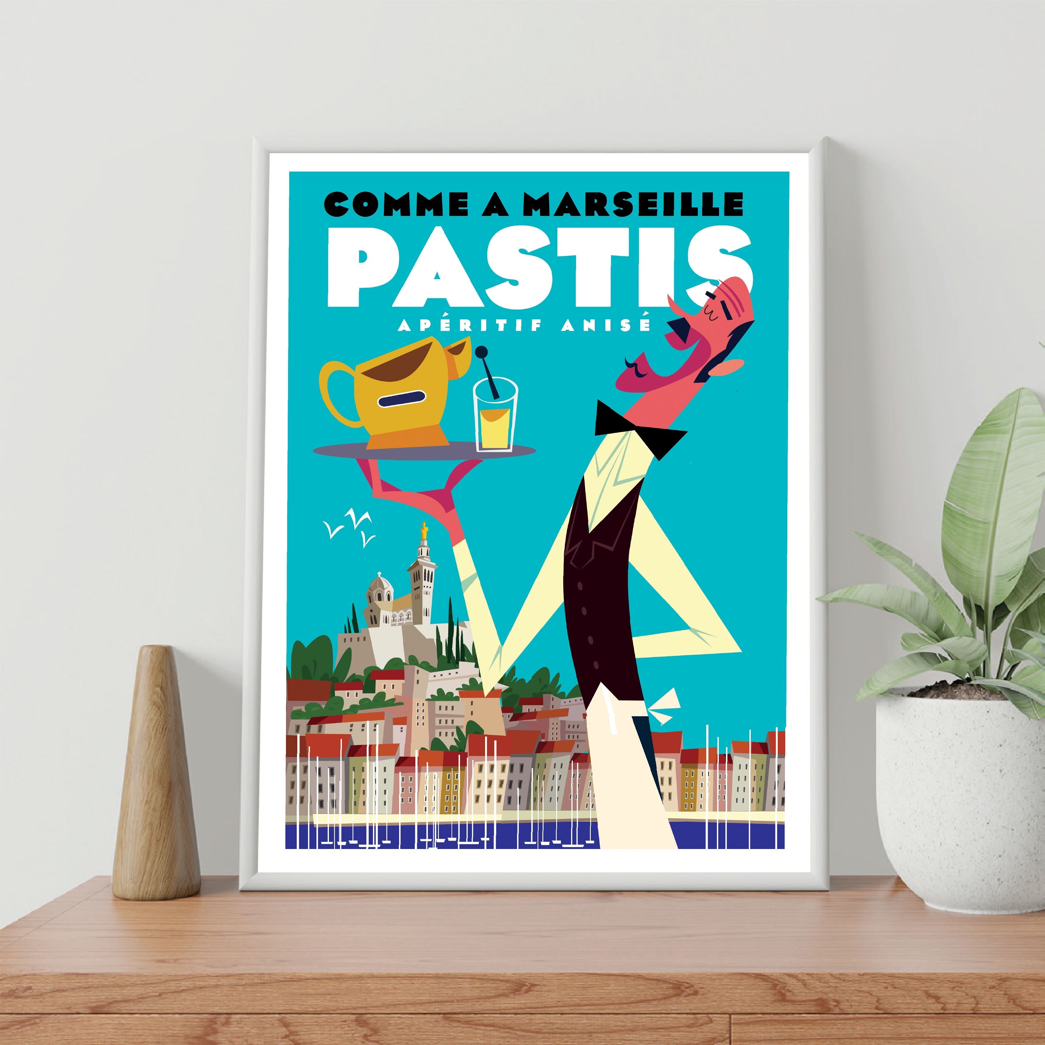 AFFICHE 30 CM PAR 40 CM COMME À MARSEILLE LE PASTIS