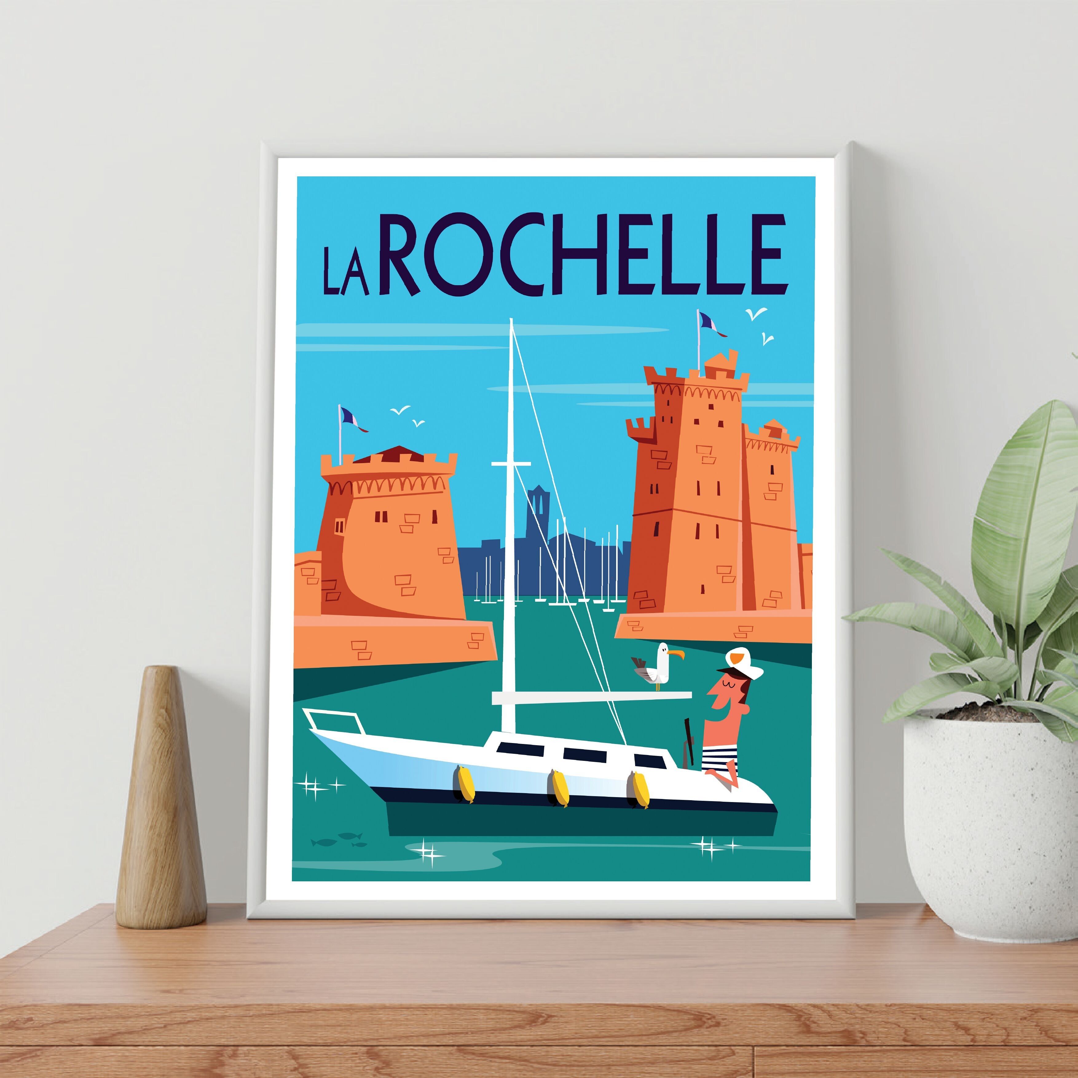 POSTER 30 CM PER 40 BARCA A VELA LA ROCHELLE
