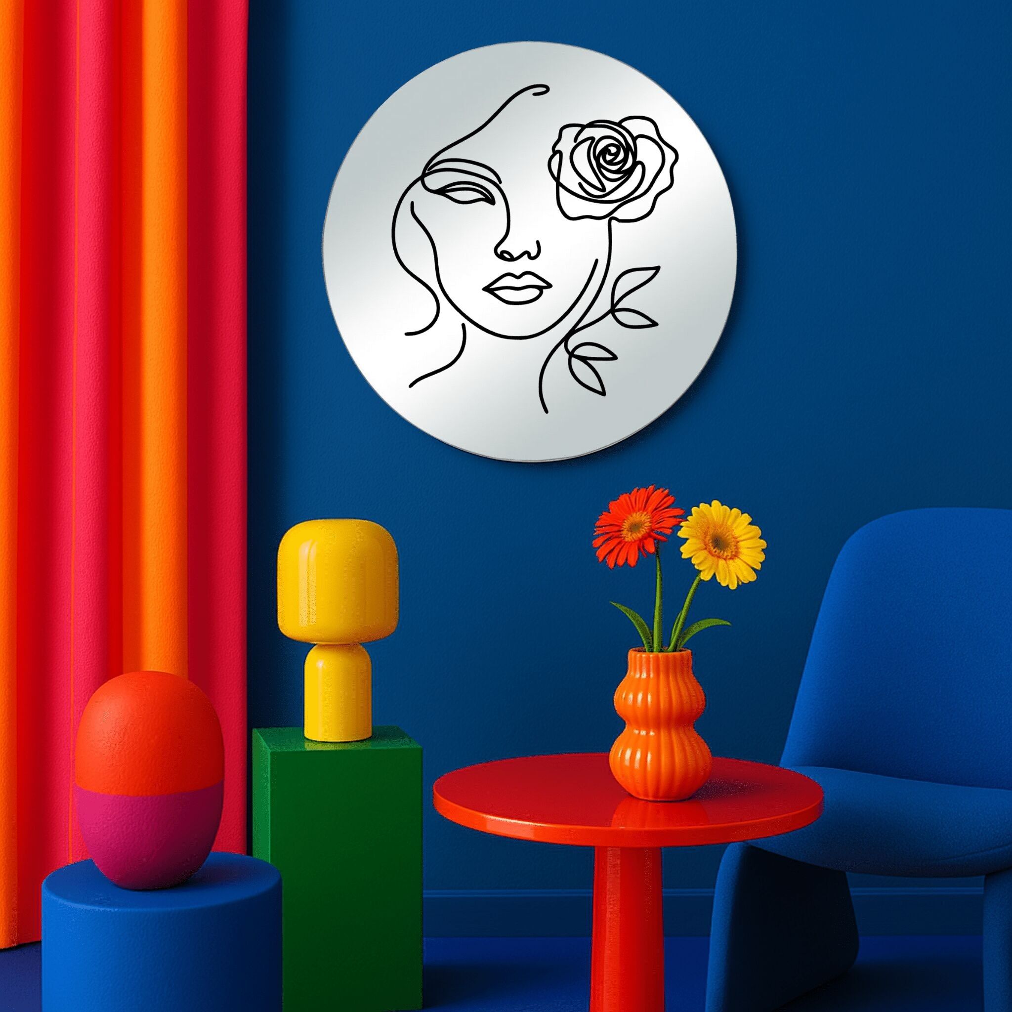 Miroir mural - Lineart Woman