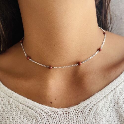 Collier Anthéa Jaspe Rouge