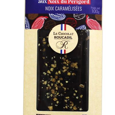 Tavoletta di cioccolato fondente ripiena di pralinato di noci del Périgord - 100 g