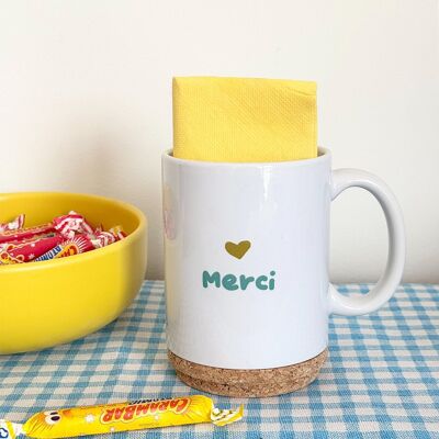 Tazza Pop con tappo in sughero con la scritta "Grazie"