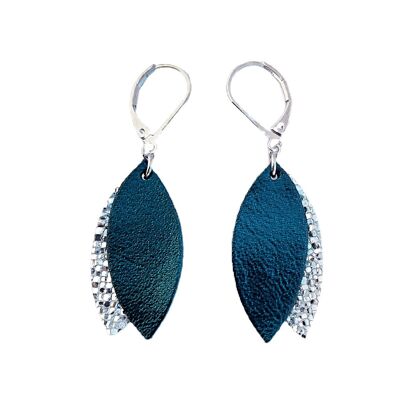 Short earrings MINI PETAL Petrol blue
