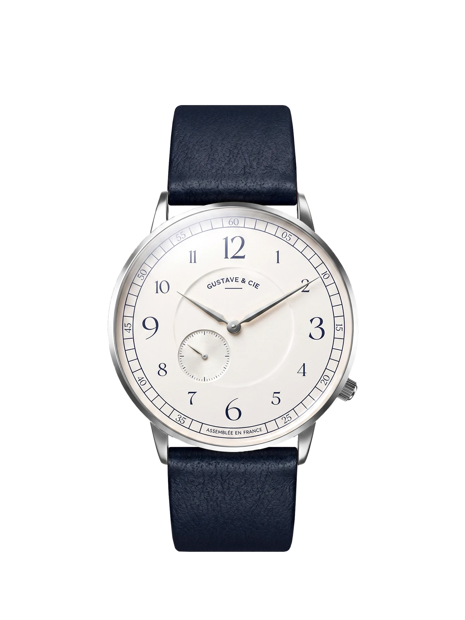 Hector 12H Silber- und Weißuhr – 36 mm blaues Lederarmband
