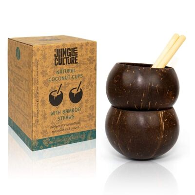 Tazas de cáscara de coco | Juego de 2 tazas para beber de madera natural concha de coco