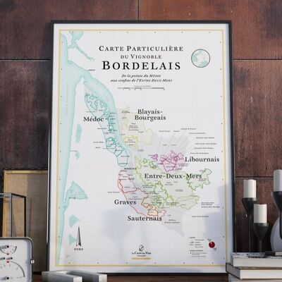 Mapa del vino de Burdeos - 50 x 70 cm