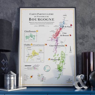 Burgundy Wine Map - 50 x 70 cm