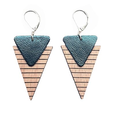 Pendientes de madera MARINIERE Azul petróleo