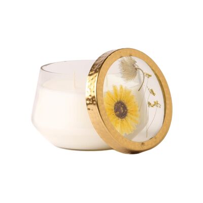 Rosy Rings Honey Tobacco Large Pressed Flower Candle
