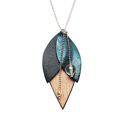 Collier tulipe bleu petrole
