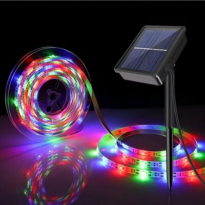 Ledkia Bande LED Solaire Extérieure RGB 3V DC 30LED/m 5m IP65 Largeur 8mm Coupe tous les 3cm