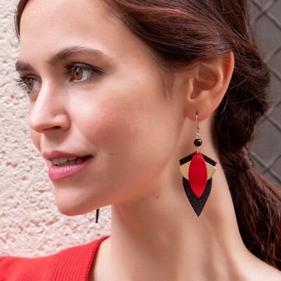 LARGE LOTUS red dangling earrings