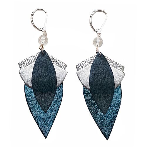 Boucles d'oreilles GRAND LOTUS Bleu pétrole