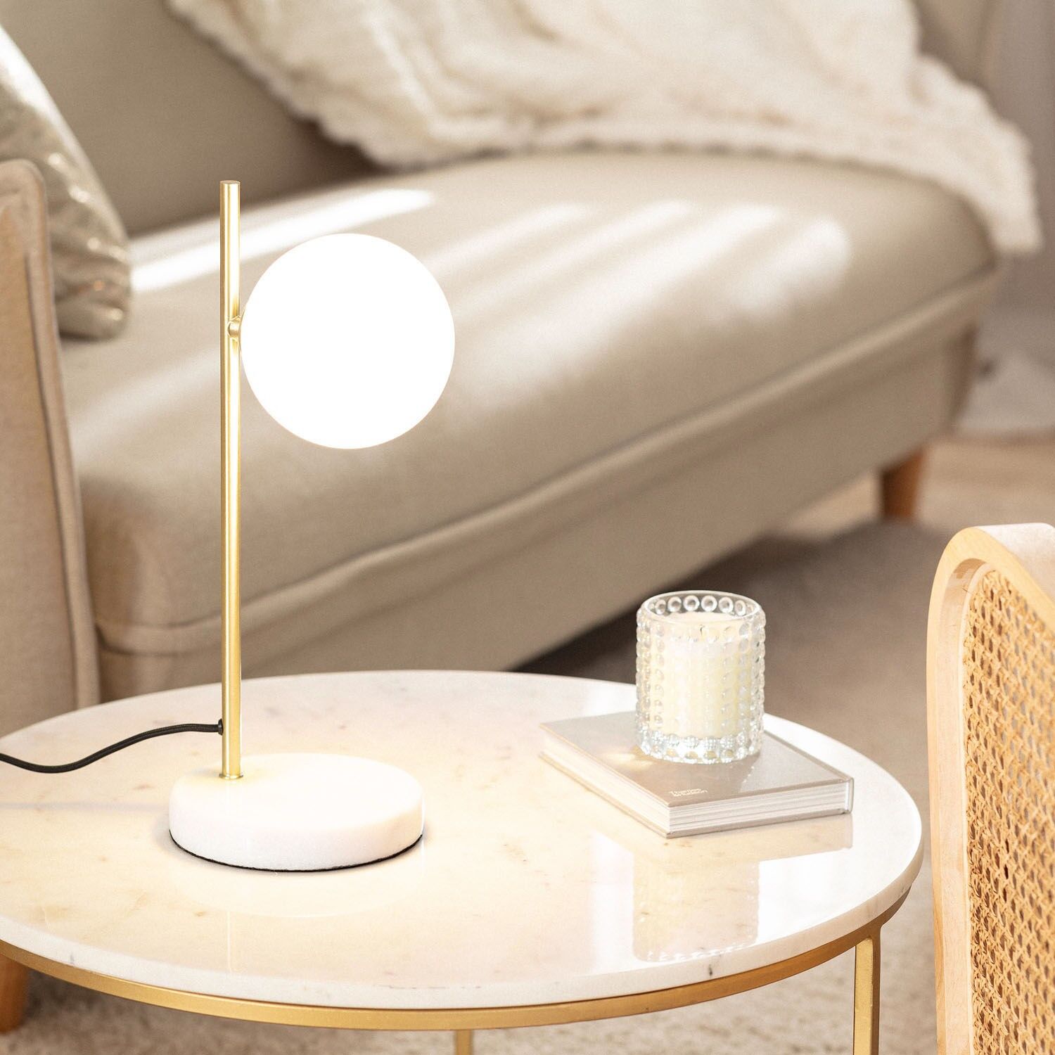 Lampe de table Ledkia Lune en métal et verre