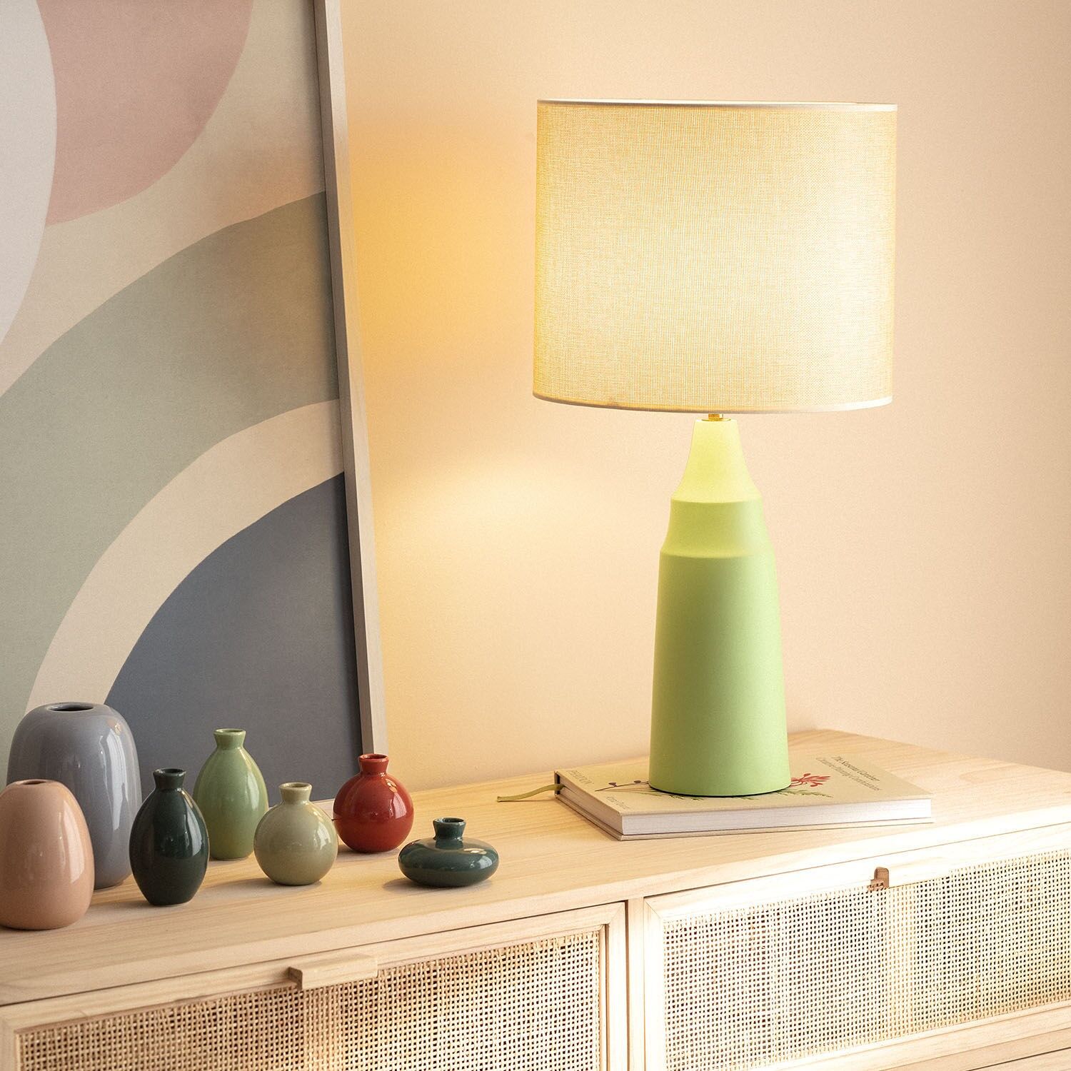 Lampe de table Ledkia en métal et tissu Muka