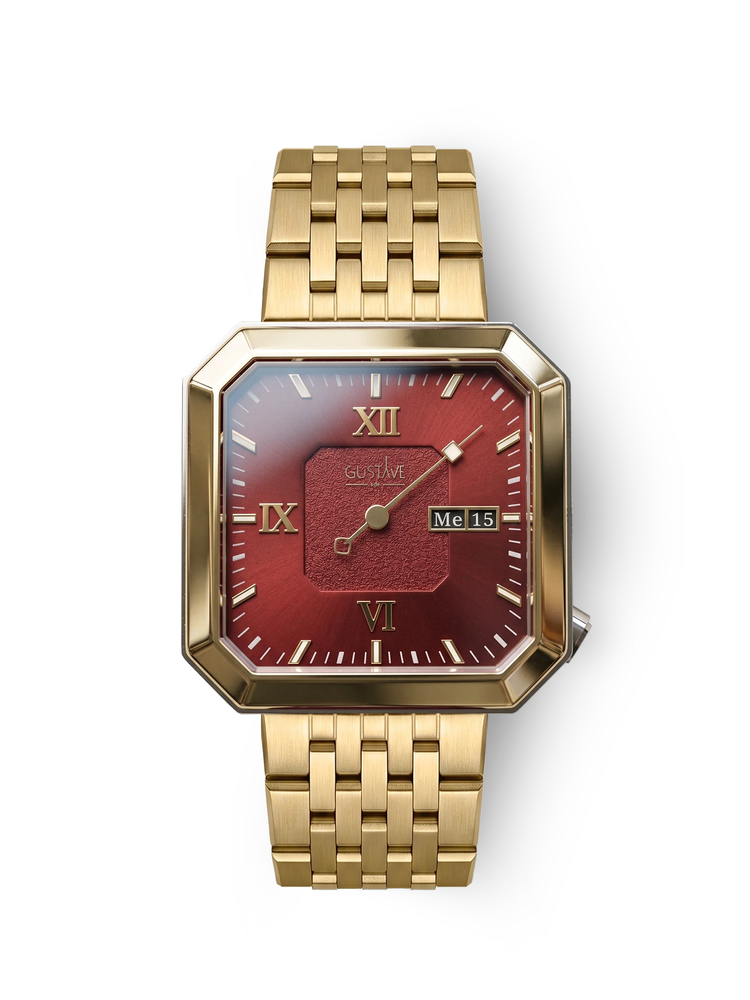 12H Marie Zweifarbige und rote Uhr – 34 mm vergoldetes Stahlarmband