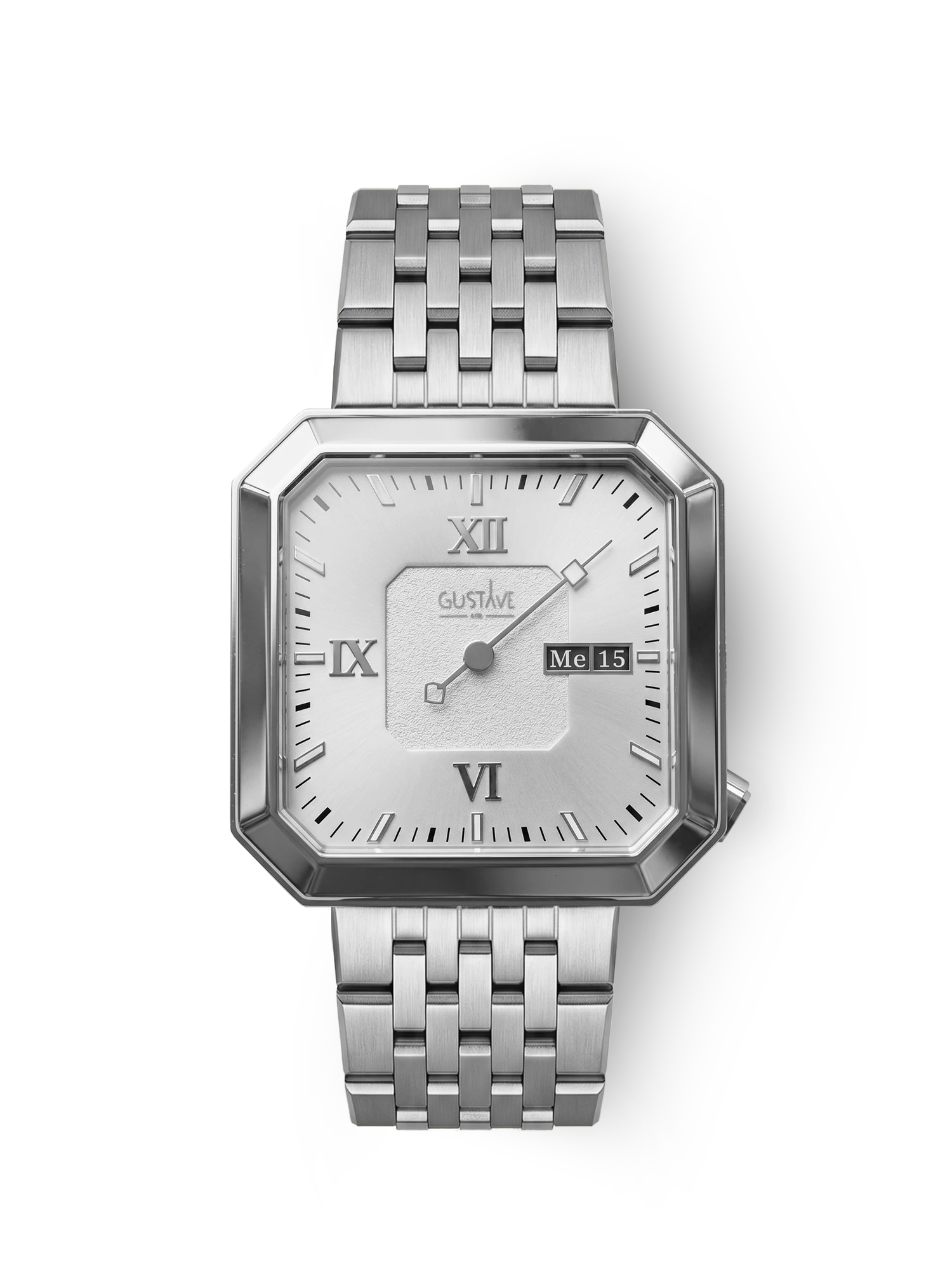 Marie 12H Silber- und Weißuhr – 34 mm silbernes Stahlarmband