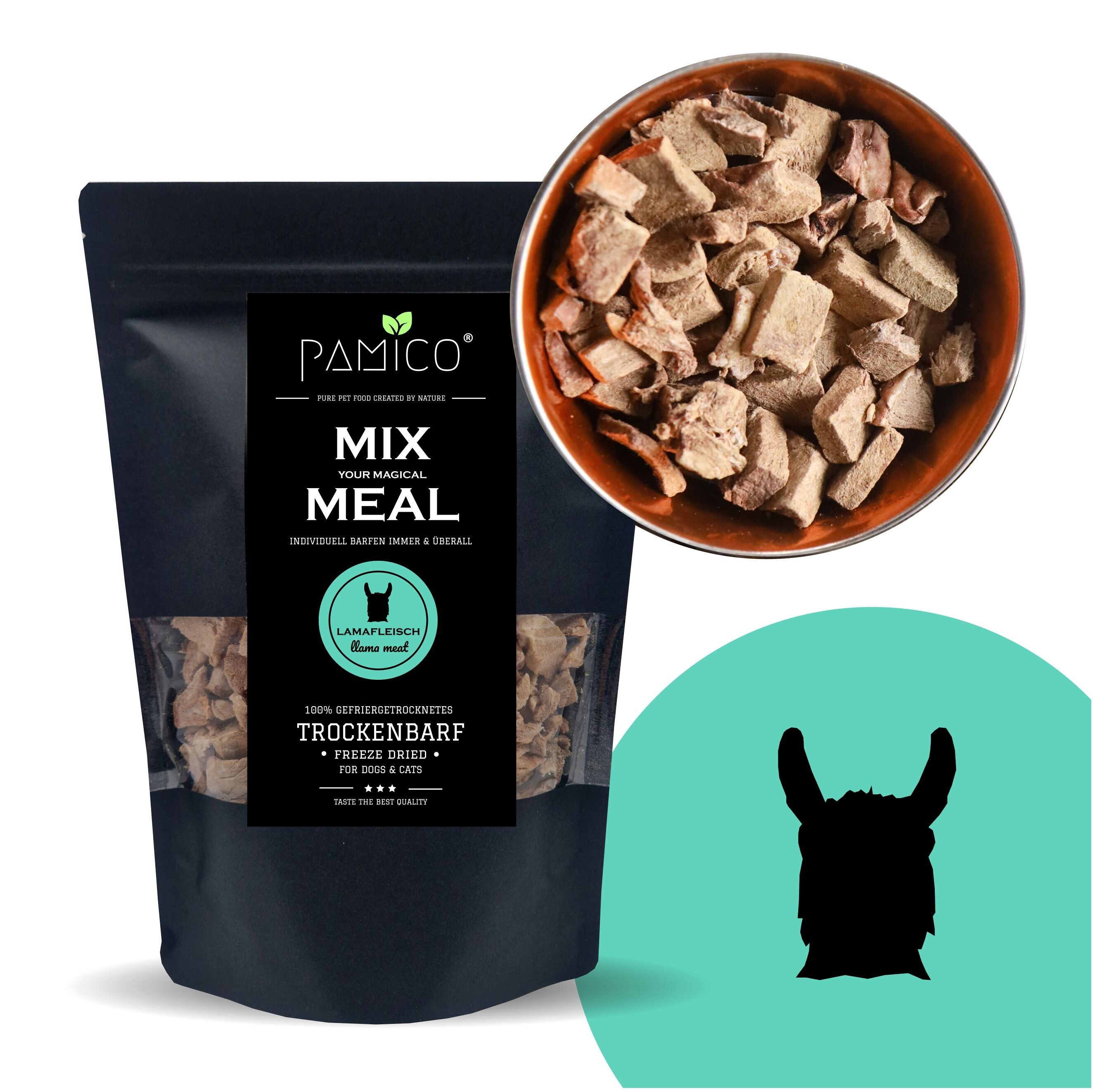 Carne de llama liofilizada - MIX MEAL alimento crudo seco para perros y gatos